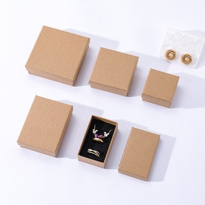 Boîte à bijoux de luxe marron avec tiroir, présentoir en papier pour rangement de boucles d'oreilles et colliers avec insert en éponge - Product Image 1
