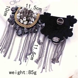 Premium Frisado Ombro Acessório Party Wear DIY Moda Rhinestone Lantejoula Broche Emblema De Metal Plástico Ombro Flor Vestuário - Product Image 2