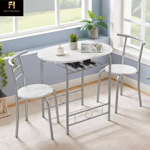 Moderno Juego de Mesa de Comedor Redonda de Estilo Rústico Blanco para 4 Personas, Mesa de Comedor Pequeña Elegante de Estilo Nórdico para Interiores - Product Image 5