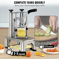 Commerciële frietjes-snijder met 4 verwisselbare messen, eenvoudige snijder/hakker voor friet met bakje en handvat