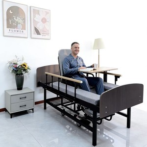 Lit multifonctionnel pour personnes âgées avec position inclinable et fonction fauteuil roulant amovible, couleur noyer F03 - Product Image 5