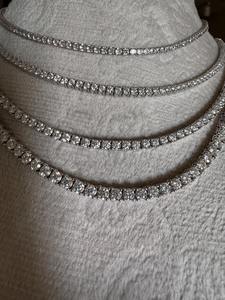 สร้อยคอเทนนิสเงิน สร้อยคอเงินสไตล์มินิมอลประดับเพชร สร้อยคอเงินสำหรับใส่ทุกวัน สร้อยคอเงิน - Product Image 2