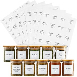Etichette per barattoli di spezie testo nero minimalista prestampato su <span class=keywords><strong>adesivi</strong></span> per condimenti quadrati bianchi <span class=keywords><strong>con</strong></span> nomi data di scadenza per erbe - Product Image 1