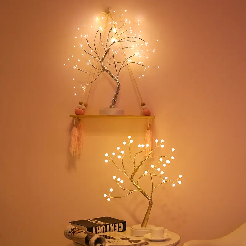 Mini luz LED nocturna para árbol de Navidad, guirnalda de alambre de cobre, lámpara para el hogar, decoración de dormitorio de niños, luces de hadas, iluminación de vacaciones