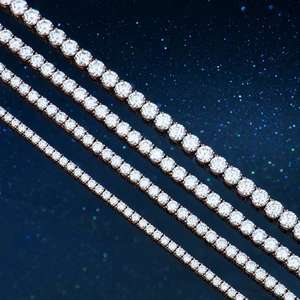 Collar de tenis de plata 925 con diamantes VVS y moissanita, estilo hip hop, para hombre y mujer, 2, 3, 4, 5, 6 mm, venta al por mayor de joyería - Product Image 2
