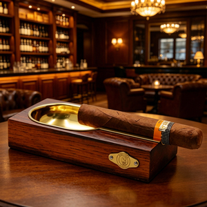 Asbak Cerutu Persegi Portabel Guevara Luxury <span class=keywords><strong>Copper</strong></span> Wood Single Slot dengan Logo Kustom untuk Penggunaan di Rumah & Mobil, Aksesoris Cerutu, Hadiah - Product Image 2