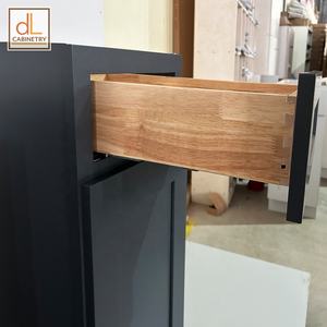 Vente en gros d'armoires de cuisine shaker style américain à fermeture amortie prêt-à-assembler pour projet de complexe de copropriété glissière de tiroir en contreplaqué - Product Image 4