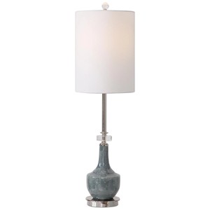 Navy Blue Distressed Ceramic Table Lamp with Crystal Base | Contemporary Statement Lighting for Hotel Feature Space & Lounge - Product Image 5