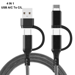 Cable USB C a Lightning de Nylon Trenzado Premium de 1m/3.3ft, 4 en 1, USB A/C a C/L, Cargador Múltiple, Carga Rápida PD27W/65W/60W, Cable de Datos - Product Image 1