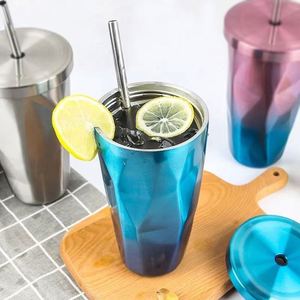 Bouteilles isothermes de 500 ml en acier inoxydable mat avec paille et couvercle, vente en gros - Product Image 3