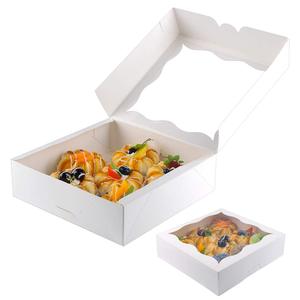 9inch Bakery Pie Boxes with Window Kraft Paperboard Pastry Box Cookie Boxes 9x9x2.5 inches (White)