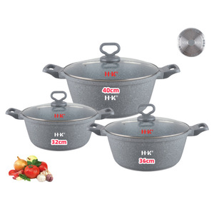 Juego de ollas antiadherentes H-K de 32 cm, 36 cm y 40 cm con tapas para sopas y caldos - Product Image 5