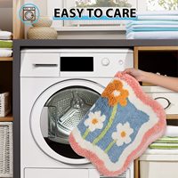 Tapis de bain en microfibre antidérapant à motif floral, doux, moelleux, lavable en machine, tapis tufté sur mesure