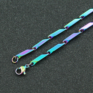 Nuevo Collar de Cadena Geométrica con Diseño de Bloques de Color, Chapado en Oro de Acero de Titanio, Estilo Hiphop, Joyería de Moda para Hombre - Product Image 4