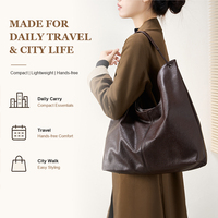 Sac Hobo Épaule Grand Décontracté en Cuir Top Grain pour Femme avec Fermeture Éclair Supérieure pour Trajets