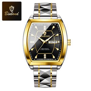 Montre-bracelet pour homme Binbond B400 <span class=keywords><strong>400</strong></span>, quartz, bracelet en acier inoxydable, étanche, date automatique, style business décontracté. - Product Image 1