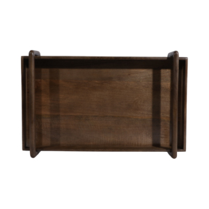 Set di vassoi decorativi in legno per letto o tavolino da caffè, finitura classica, vassoio rettangolare da portata. - Product Image 6