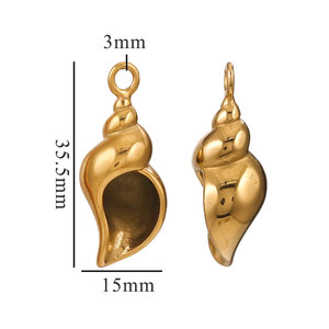 จี้เปลือกหอยสแตนเลสชุบทอง สไตล์วินเทจ เครื่องประดับสำหรับทุกเพศ - Product Image 4