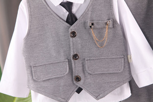 Tenues de Fête pour Garçons, Ensembles Formels avec <span class=keywords><strong>Gilet</strong></span> Uni et Ensembles de Vêtements pour Bébés Garçons pour Occasions Formelles - Product Image 6