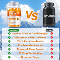 Gummies de Shilajit 1000mg Sans Sucre, Supplément Pur de Shilajit de l'Himalaya pour Hommes et Femmes - Riche en Plus de 85 Oligo-éléments et Acide Fulvique