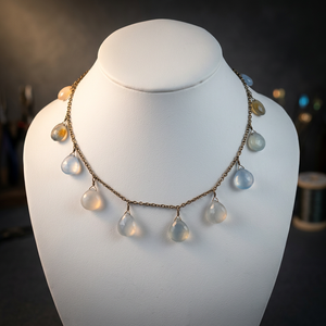 Collier en perles opale goutte d'eau pour femme Art Palace, plaqué argent, tendance, élégant, pierre naturelle, bijoux de fête, cadeau - Product Image 2