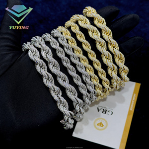 hiphop VVS Moissanite GRA certificate 925 Silver 18K Gold Plated Iced Rope Chain 100%Pass Diamond Tester Cuban bracelet/Necklace - Product Image 5