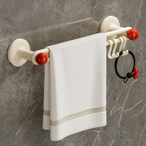 Towel Rack Suction Mounted <b>Plastic</b> Modern Design For Bathroom Toilet Wall Mount With <b>Hooks</b> And Storage - Product Image 1