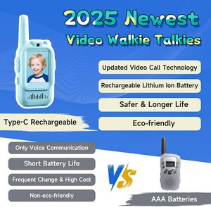 <span class=keywords><strong>Talkies</strong></span>-walkies vidéo rechargeables pour enfants, lot de 2, portables, résistants aux chocs, portée de 0 à 40 km, utilisation intérieure/extérieure, âges 3 à 12 ans (bleu/rose) - Product Image 2