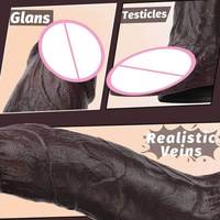 Dildos Grandes con Diseño de Tallo para Masturbación Femenina y Masculina, Juguete Sexual de Silicona Suave para Adultos, Dildo Negro al por Mayor, Caja de Juguetes Sexuales