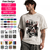 Camiseta Vintage para Hombre con Estampado Tie Dye Oscuro, Diseño de Collage, Efecto Desgastado, Dobladillo con Cordón Ajustable, Manga Corta, Estilo Urbano, OEM ODM