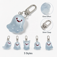Porte-clés fantôme en résine mignon qui brille dans le noir, lumineux, effrayant, de dessin animé, pour Halloween, breloque de sac à dos
