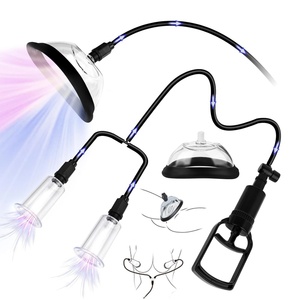 バキュームポンプ ニップルポンプ アダルトグッズ、女性向けセックストイ 真空クリトリスポンプ ニップル＆クリトリスサッカー 4カップ付き吸引トイ - Product Image 1