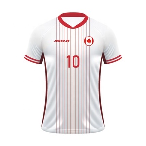 Maglia da Calcio Personalizzata del Canada, Divisa Retrò della Squadra Nazionale, Abbigliamento Sportivo da Allenamento, T-shirt da Calcio a Strisce Bianche e Rosse - Product Image 1