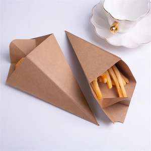 Boîte de support d'emballage de frites jetables, Logo <span class=keywords><strong>professionnel</strong></span> personnalisé, 50 pièces, papier Kraft, cônes de collation, plateau <span class=keywords><strong>à</strong></span> frites - Product Image 2