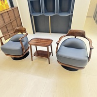 Fauteuil de salon minimaliste italien haut de gamme en bois d'ébène massif, rotation à 360 degrés, accoudoirs non pliables, mobilier de maison