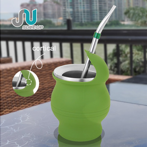 Tasse à maté de 140 ml avec extérieur en cuir, <span class=keywords><strong>gourde</strong></span> à maté à double paroi isolée sous vide, fond antidérapant, couleur <span class=keywords><strong>personnalisable</strong></span>, sans BPA - Product Image 2