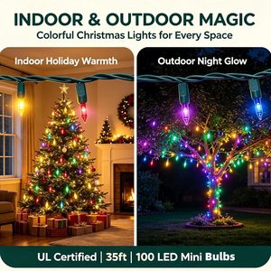 Guirlande lumineuse LED de Noël multicolore à grand angle de 5 mm, homologuée UL, de qualité commerciale, fil vert, 120 V, pour station-service - Product Image 6