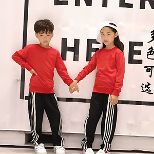 Children's Blue Crew Neck Sweatshirt Cotton Solid Color Daily Wear School Uniforms Junior High Elementary Students - Product Image 5