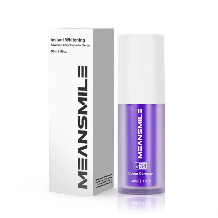 30Ml Paarse Kleur Serum Ondersteuning Aangepaste Logo Meansmile Niet Irritatie V34 Kleurcorrector