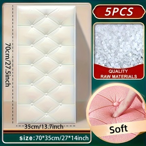 Panneaux muraux 3D auto-adhésifs en mousse diamantée, protection souple anti-collision pour tête <span class=keywords><strong>de</strong></span> <span class=keywords><strong>lit</strong></span>, autocollants muraux faciles à installer (peel-and-stick) - Product Image 5