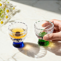 Tasse à thé en verre de cristal taillé en diamant tasse à thé Kung Fu verres à liqueur à pieds colorés 50ml tasse Soju tasse à saké