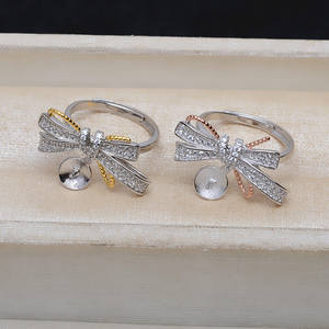 Anillo Abierto de Plata S925 Hecho a Mano con Lazo de Colores, Accesorios de Joyería DIY, Anillo Remodelado, Soporte para Perlas, Conjunto de Joyería de Moda 1333 - Product Image 2