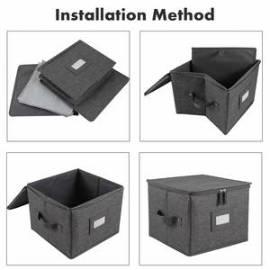 Contenedores Cuadrados de Cartón para Almacenamiento, Diseño Minimalista, 10" de Ancho x 8" de Alto, 24 Divisores de Fieltro, Capacidad para 24 Platos, Plegables - Product Image 2