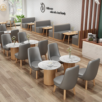 Juego de Mesa y Sillas de Café Comerciales Modernas Personalizadas, Muebles de Restaurante de Madera Laminada Cuadrada para Cafetería, Sala de Estar, Comedor