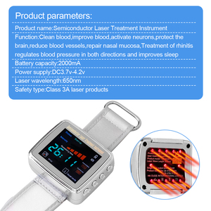 Reloj de Terapia Láser de 13 Orificios y 650nm con Diodo LLLT para la Presión Arterial Alta y la Sinusitis, Irradiación Láser - Product Image 4