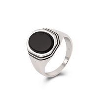 Kaanjewelry Bestseller Bague pour homme en argent sterling 925 style punk - Incrustation d'agate noire naturelle, personnalité, mode, bijoux pour homme