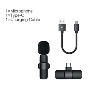 K9 không dây Lavalier Microphone duy nhất Mic và Receiver cho iPhone loại C PC máy tính phát sóng trực tiếp Micro cravat san Fil