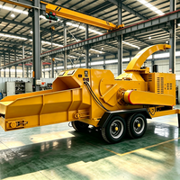 Broyeur de bois mobile horizontal sur chenilles forestières, télécommandé, haute capacité 8T 10T, moteur diesel