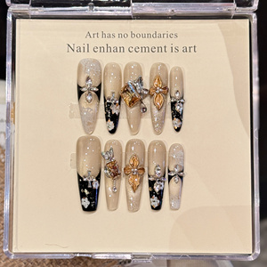 Diseño 701-800, Uñas Postizas de Gel Hechas a Mano, Uñas Artificiales de Salón, Uñas Francesas de Gel, Uñas a Presión - Product Image 4