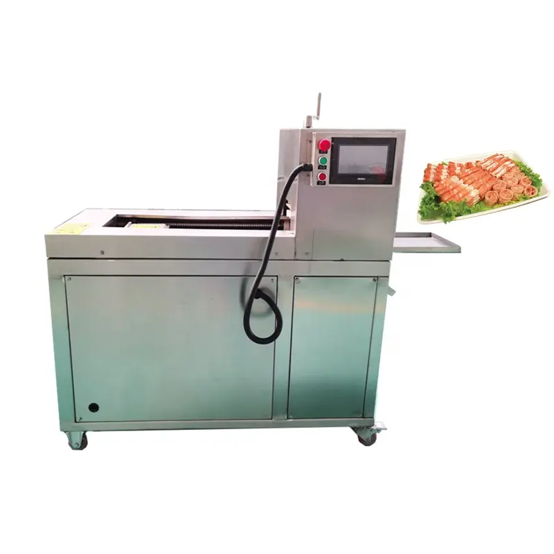 Máquina elétrica de corte de carne congelada, fatiador comercial totalmente automático de carne bovina, rolo de carneiro